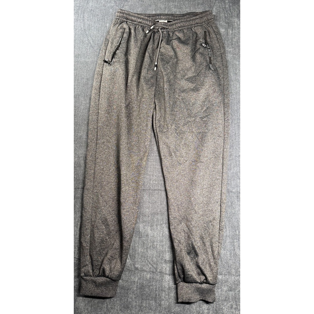 New Sports Jogger Pants Mens 4XL Heather Grey Stretch Zip Pockets Drawstring
